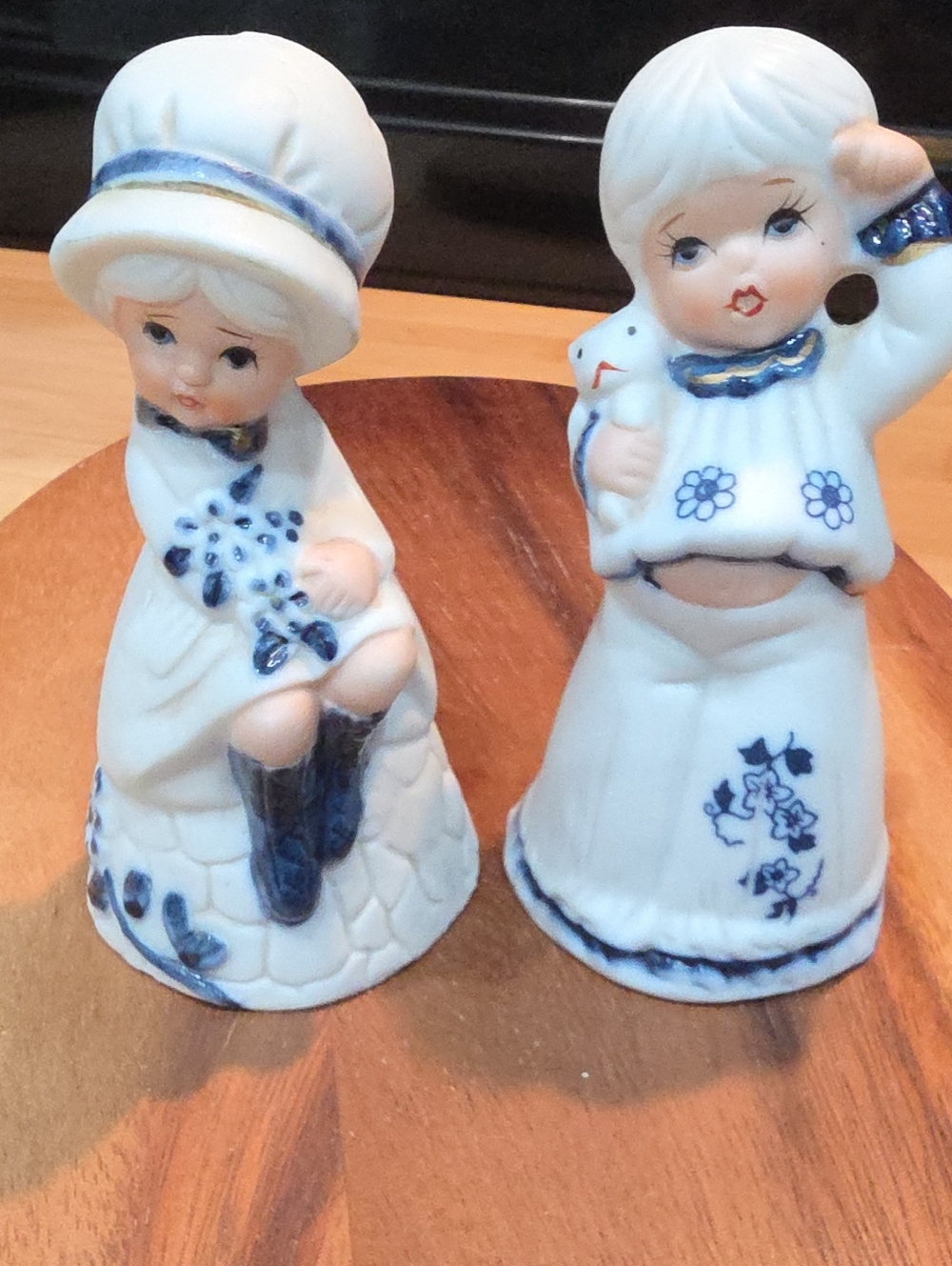 Blue and White Ceramic Girl Figurines - Porcelain Home Art
